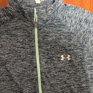 Under Armour Heathered Teal Zip Jacket with Mint Zipper